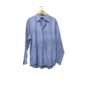 Pendleton Mens XL Blue White Grid Check 100% Cotton Long Sleeve Button Down Shir